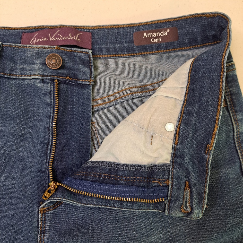 Gloria Vanderbilt Womens Amanda Capri 6 Blue Denim High Rise Stretch 1630-224 - Picture 4 of 8
